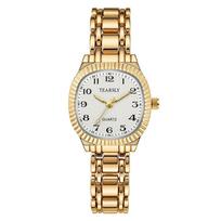 New Fashion Stainless Steel Strap Ladies Watch Arabic Numerals Surface Leisure Quartz Watch Business Decoration Wristwatch Clock beige