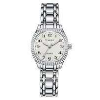 New Fashion Stainless Steel Strap Ladies Watch Arabic Numerals Surface Leisure Quartz Watch Business Decoration Wristwatch Clock white