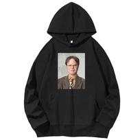 Dwight Schrute The Office Tribute Classic Graphic Hooded Sweatshirts Spring Autumn Cotton Essentials Hoodie Men's Sportswear L gray