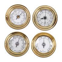 4 Pieces Barometers Clock Meter Thermometer Hygrometer Kit Sailing Instruments Weather Stations for beige