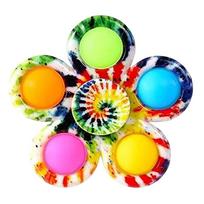 Dekompresinis pirštų giroskopas burbulas Muzika Fidget Spinner 5 pusių Pop Finger Fidget Spinner Žaislai Vartykite besisukantys žaislai blue