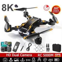 Drone 5G WIfi Drone 8K HD oro kamera įvairiakryptė išmanioji kliūčių išvengimo šepetėlis sulankstomas keturkopteris RC5000M 8K Dual Camera-3Battery geltona