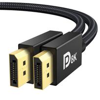 8K DisplayPort kabelis VESA sertifikuotas 8K DP kabelis (8K@60Hz 4K@144Hz, 2K@240Hz)HBR3 palaikantis 32,4Gbps pintas Display kabelis žaidimų monitoriui, grafikos kompiuteriui 0.5m
