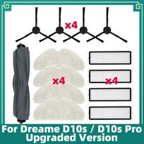 Suderinama su Dreame D9 Max Gen 2/D10s/D10s Pro Atsarginės dalys Pagrindinis šepetys, Šoninis šepetys, HEPA filtras, Šluostės priedai