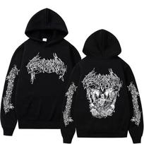 Raperis Ken Carson Hip Hop Oversized Hoody Mirties Mosh Didelis Chaosas Skeleto Grafikos Hoodies Vyrams Moterims Vintage Palaidinė 3XL gray