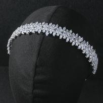 Prabangi nuotakos tiara Vestuvinė galvos juosta Kubinis cirkonis Nuotakos galvos juosta Tiros ir karūnos moterims Šventės, išleistuvių plaukų papuošalai Galvos apdangalas black