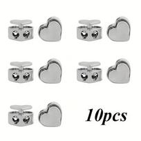 10Pcs Multifunctional Heart Drawstring Lock, Spring Buckle Regulator, Sweater and Backpack Drawstring Stopper gray