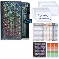 Soft Leather A6 Budget Binder Wallet Budgeting 6 Hole Binder Pockets Cash Envelope Binder with 12pcs Zipper Envelopes violetinė