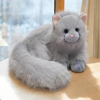 30cm kačiuko pliušinis ilgo plauko ilgos uodegos pūkuotas katės lėlė lovos dekoras gyvūnėlių žaislai gimtadienio dovanos draugams 30cm gray