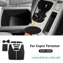 For Cupra Terramar 2024 2025 2026 LHD RHD Car Top Suede Front Rear Doors Map Pocket/Co-Pilot Toolbox Sticker Interior Trim Center Polyester gray