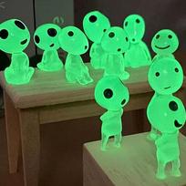 10/20/30/40Pcs Luminous Tree Spirits Micro Landscape Figure Ornament Outdoor Glowing Miniature Statue Potted Garden Accessories green