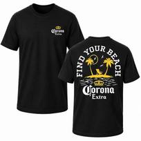 Corona Find Your Beach T-Shirt Tropical Palm Tree Beach Graphic Tee 130 black