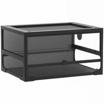 Elevated And Foldable Reptile Terrarium With Tempered Glass And Plastic Walls And Lid 60x45x32 Cm Black