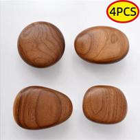 Nordic creative solid wood pebble-shaped cabinet door drawer handle black walnut