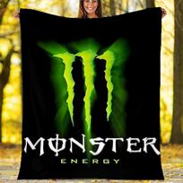 Monster Energy LOGO printed throw blanket—soft,warm;versatile blanket for all seasons—perfect as &air-conditioning throw,nap blanket 80cmx120cm green