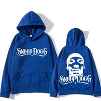 Gothic-rap Men Hoodie Classic Pullover, Snoop Dogg Letter Front & Rapper Portrait Back Graphic, Cozy Fleece Sweatshirt for Sport Outdoor Outfits XL tamsiai mėlyna spalva