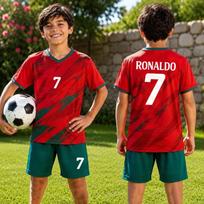 2026 Specialus Nr.7 Ronaldo Futbolo Džersio Šortų Rinkinys Moterims Vyrams Portugalijos Gerbėjams Marškinėliai ir Šortai Vasaros Vaikams 2 Dalių Rinkinys 110