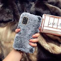 Mielas triušio pliušinis dėklas, skirtas Samsung Galaxy S24 S23 S22 Ultra S21 S20 S10 S9 S8 Plus S23 FE A14 A54 A53 A32 A52 A55 A35 A15 A25, plaukų pliušinis telefono dėklas For Galaxy A14 5G pilka