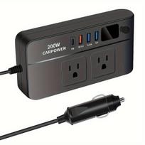 200 W automobilio maitinimo keitiklis DC 12 V iki 220 V kintamosios srovės automobilio keitiklio įkroviklio adapteris Automobilio kištuko keitiklis su jungikliu ir srovės LED ekranu, skirtas automobiliniam visureigiui ir sunkvežimiui juoda
