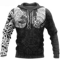 Mada Vyriški Sportiniai Drabužiai 3D Spausdintas Vikingų Klasikinis Džemperis su Gobtuvu Pavasario ir Rudens Džemperis Hip Hop Punk Didelio Dydžio Džemperiai 4XL gray