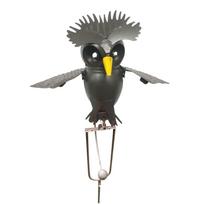 Plazdantis metalas ruda pilka pelėda kiemo kuolas Rocking Wind Whirly-Gig Garden Art black