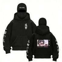 New Trendy Brand Velvet Double Hat with Unique Design, Double Hat Hoodie for Men and Women in Autumn and Winter XXXL black
