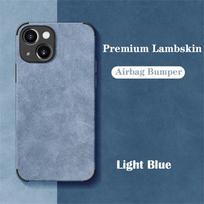 Prabangus smūgiams atsparus matinės avies odos dėklas, skirtas iPhone 16 15 14 13 12 11 Pro X XR XS Max 7 8 Plus, minkštas audinys, vintažinis dangtelis For iPhone 15 Pro šviesiai mėlyna spalva