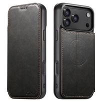 Flip Leather Wallet Card Holder Magnetic Case for IPhone 17 Air 16 15 14 13 12 Pro Max 17Air 17Pro Magsafe Mag Safe Full Cover iPhone 14 Pro Max gray