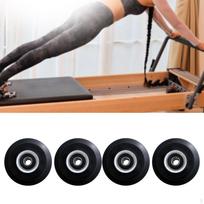 4 Pieces Pilates Reformer Wheels, Replacement Roller Wheels for Home Studio, 58mm Repair Parts, brown
