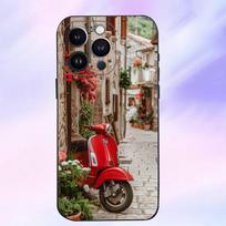 V-VespaS Motorolerio telefono dėklas, skirtas iPhone 16,15,14,13,12,11 Plus,Pro Max,XS,X,XR,SE,Mini,8,7,Minkštas silikoninis juodas dangtelis iPhone13mini