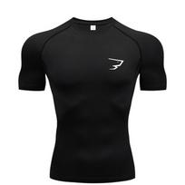 Running Compression T-shirt Short Sleeve Sport Tees Gym Fitness Sportshirts Male Jogging Tracksuit Homme Athletic Shirt Tops M black