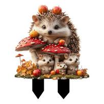 Cartoon Hedgehog Garden Stake Decoration, 2D Acrylic Animal Yard Sign, Outdoor Courtyard Lawn Pathway Animal Shape Ornament B