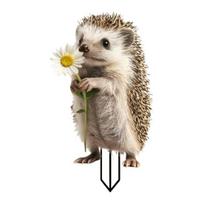 Cartoon Hedgehog Garden Stake Decoration, 2D Acrylic Animal Yard Sign, Outdoor Courtyard Lawn Pathway Animal Shape Ornament D beige