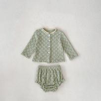 Knitted Baby Set Long Sleeve Buttoned Cardigan and Elastic Waist Bloomers Soft Breathable Fabric Suitable for Newborns and Infants gray