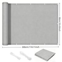 Balkono privatumo ekranas, Lauko apsaugos nuo saulės audinys, Sodo tvoros uždangalas, Buto turėklų apsauga su virvele tvirtinimui - Pilka 90x300cm/35.43x118.11" gray