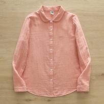 Double-Layer Cotton Mandarin Collar Women's Long Sleeve Casual Shirt Large tamsiai mėlyna