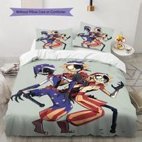 Sundrop Moondrop Cartoon Character Print 3 Pieces Duvet Cover Set Game Anime Bedding Bedroom Decor Without Pillow Core Comforter 135x200cm white