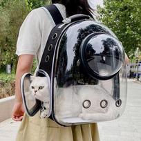 Transparent Pet Capsule Backpack: Outdoor Carrier for Cats black