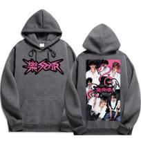Stray Kids Rock-Star Albumas Dvispusis Grafinis Spaudinys Hoody Unisex Kpop Prekės Atsitiktinis Megztinis Su Gobtuvu Nario Nuotraukų Koliažas Streetwear Viršutinis Drabužis L tamsiai pilka spalva