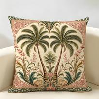 Palm Tree Patterned Cushion Cover Durable Hypoallergenic Organic Linen Pillow Cover Short Size Washable SkinFriendly 60cmx60cm(24x24Inch)