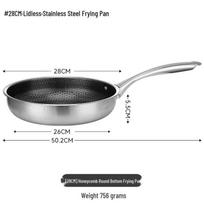 Cross-border Honeycomb Non-stick Stainless Steel Frying Pan, Low Smoke Flat-bottomed Pan for Steaks and Eggs Without Lid gray
