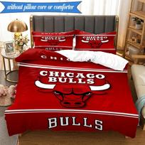 3PCS Red Bulls Basketball Bedding Set,Including 1pc Duvet Cover And 2pcs Pillowcases Perfect for Bedroom, Dormitory, Fan Christmas gift 140cmx210cm gray