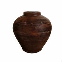 Vintažinė keraminė vaza, minimalistinis stalo gėlių laikiklis, rankų darbo rami dekoracija svetainei Red Brown