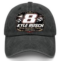 New Washed Baseball Hat Kyle Busch Fan Hat Soft Top Outdoor Cap adjustable 54-60cm black