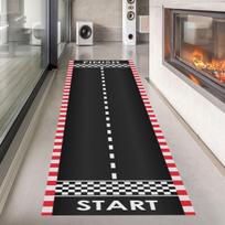 Asphalt Race Track Pattern Runner Rug Non Slip Hallway Carpet for Boys Room Living Room Bedroom Car Theme Durable FloorMat Decor 40x120cm black