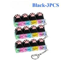 Cute Cat Paw Clicker Keychain Led Light Glowing Fidget Toy Stress Relief Portable Keyboard Style Button black