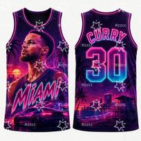 2026 Stephen Curry Nr.30 Krepšinio marškinėliai Retro Miami Coastal Crime Grafinis T-shirt Vasaros Sportiniai Vyriška liemenė Vaikų drabužiai 5XL white