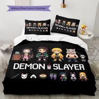 Demon Slayer minkštas patogus užvalkalas antklodei, vaikų patalynės dovanų rinkinys, įvairių dydžių -HE16 140*200cm/55x79in Single/Twin 3pcs