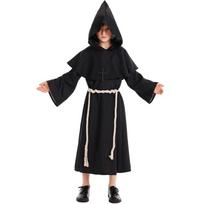 Vaikų viduramžių vienuolio kostiumas su gobtuvu chalatas Helovino Cosplay Teatralinis pasirodymas Ilgomis rankovėmis Unisex Ruda Juoda Kids XS juoda