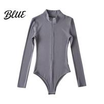 Comfortable Women Onesie Women's Long Sleeve Body Suit Mock Turtle Neck Half Bodysuit Zip Up Shapewear Sexy Yoga Workout Slim Fit M pilka